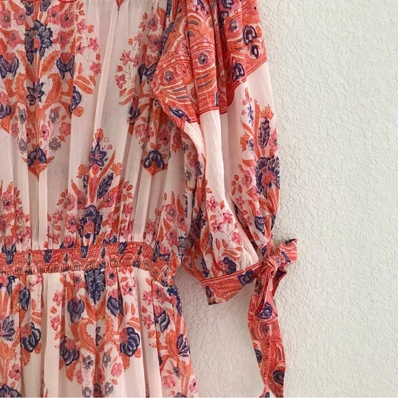 BELL BY ALICIA BELL Lyla Midi Dress Pink Coral Floral - Picture 10 of 14